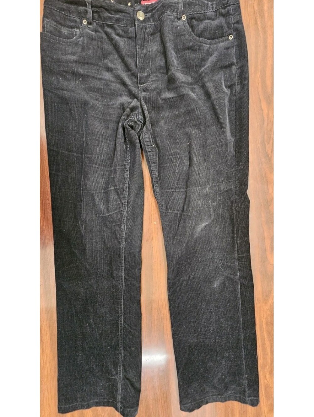 Merona Women's Black Corduroy Stretch Pants Size 12 Straight Leg Quiet Luxury